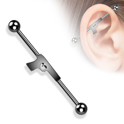 Surgical Steel 14 Gauge Industrial Barbell with PVD Gun - photo 3