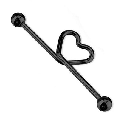Surgical Steel 14 Gauge Industrial Barbell with Heart - photo 3