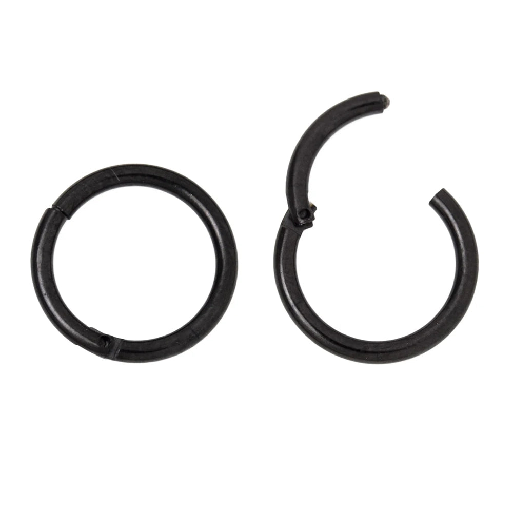 Surgical Steel 16 Gauge Hinged Segment Ring Black PVD - Pair