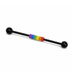 PVD Black Rainbow Surgical Steel 14 Gauge Industrial Barbell 38mm
