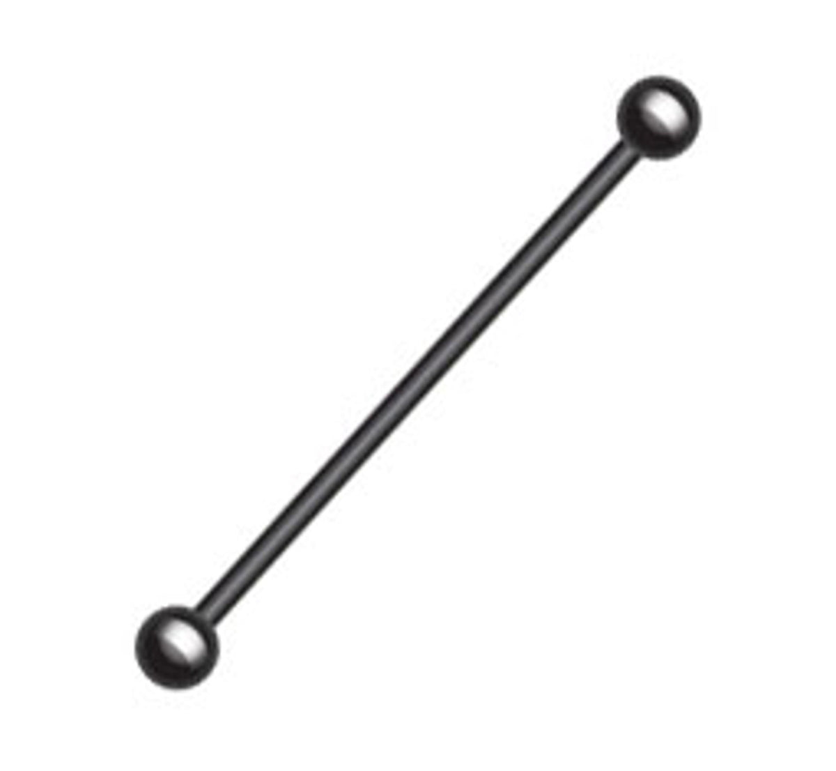 Surgical Steel 14 Gauge Industrial Barbell Black with Ball End