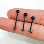 Surgical Steel 16 Gauge Black Flat Back Labret Stud