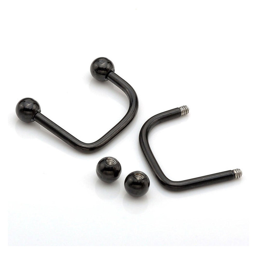 Surgical Steel 16 Gauge Black PVD Lippy Loop Labret with Balls - photo 2