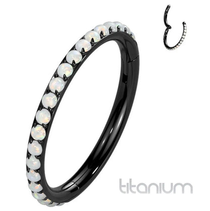 Titanium 16 Gauge Hinged Segment Rings with Forward Facing Opal - photo 3