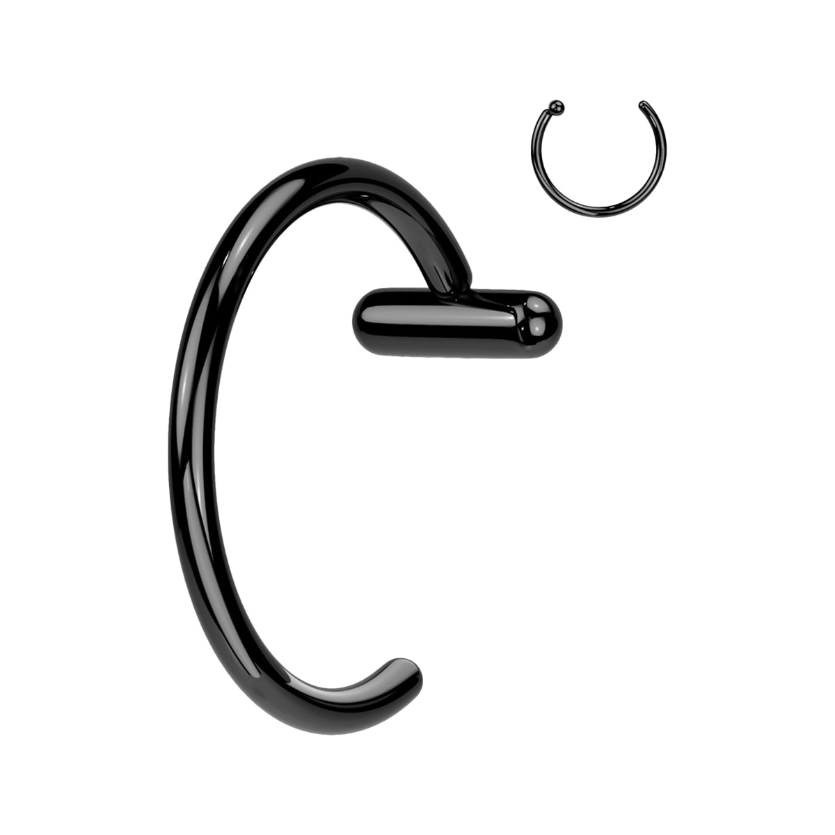 Titanium C-Shaped Open Nose Ring 18G & 20G 8mm - photo 4