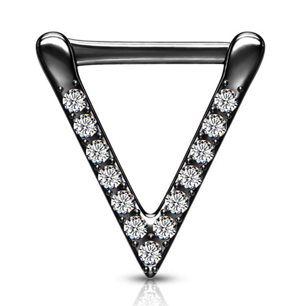 Surgical Steel 16 Gauge Paved CZ Triangle Septum Clicker - 8mm - photo 5