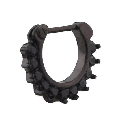 PVD Black Surgical Steel 16 Gauge Hinged Prong CZ Septum Clicker