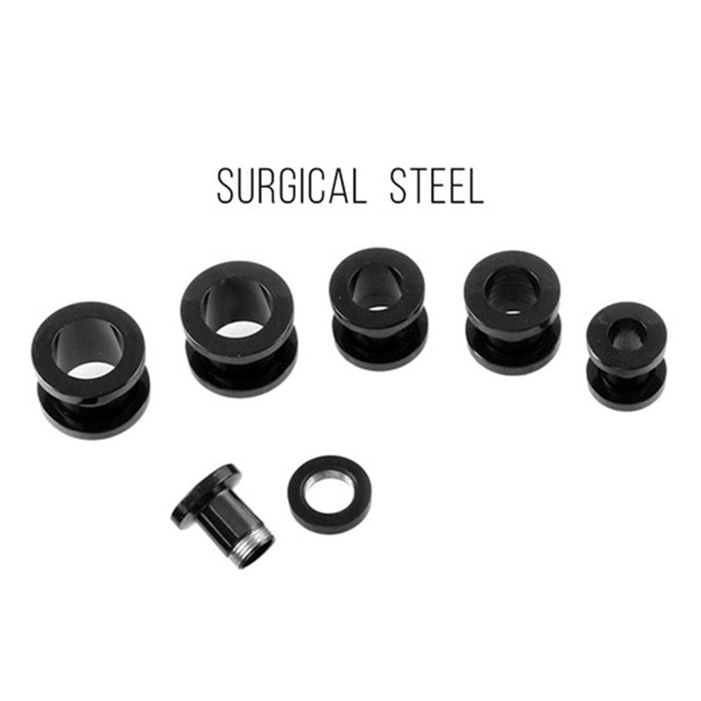 Black PVD Surgical Steel 14 to 00G Tapers & Screw Tunnels - 36 Pack