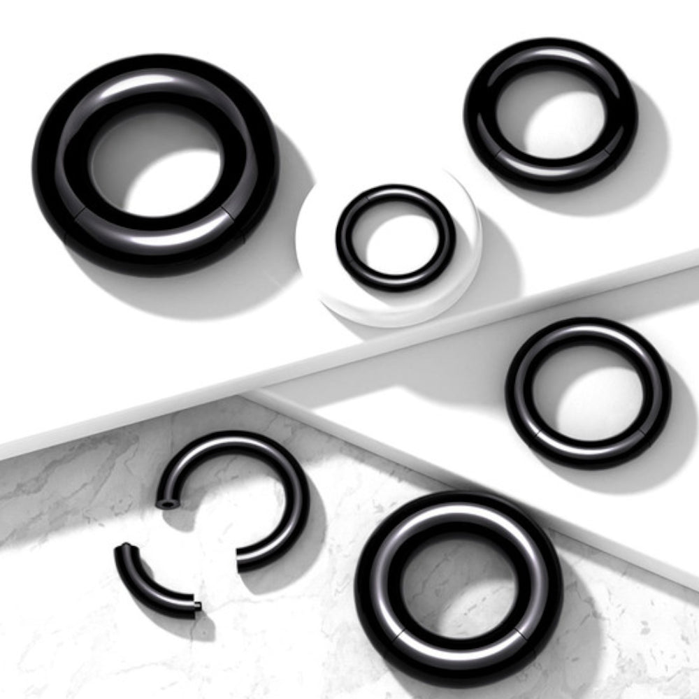 PVD Black Acrylic 8 to 00 Gauge Segment Rings - Pair - photo 2