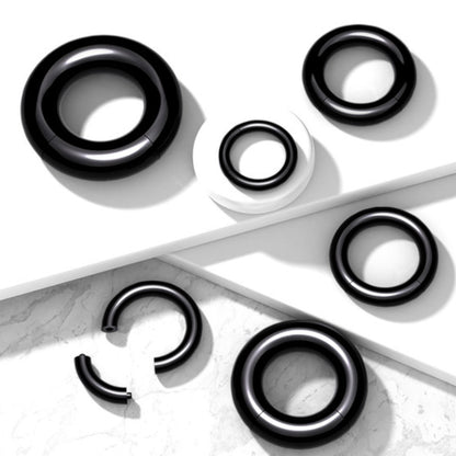 PVD Black Acrylic 8 to 00 Gauge Segment Rings - Pair - photo 2