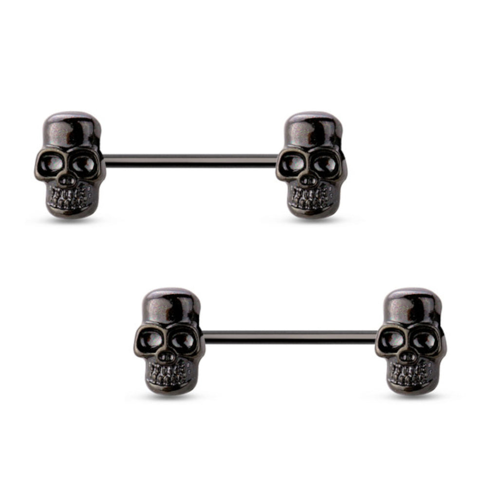 Surgical Steel Nipple Barbells 14G 16mm with Skull - 3 Colors - Pair - photo 3