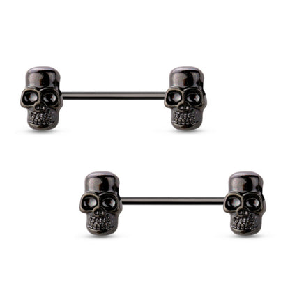 Surgical Steel Nipple Barbells 14G 16mm with Skull - 3 Colors - Pair - photo 3