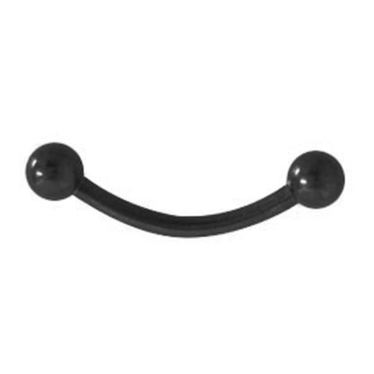 Surgical Steel Black PVD Curved Barbell 16G 8mm & 10mm Snake Eyes