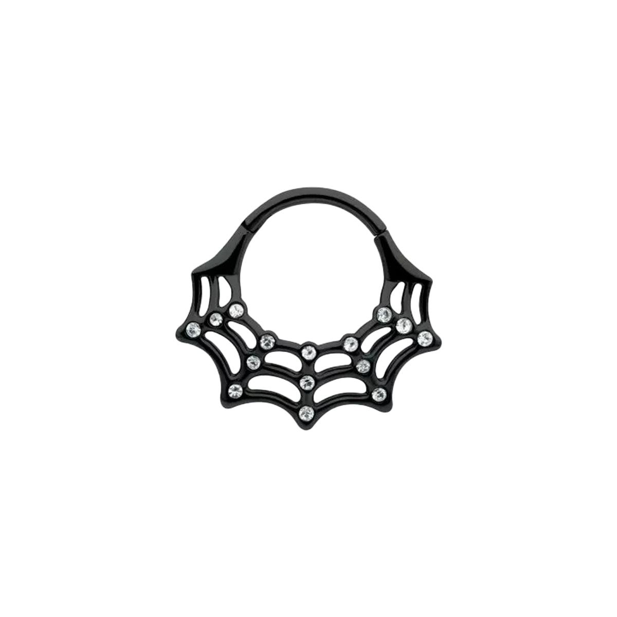 Surgical Steel Hinged Segment Ring 16G 10mm with Clear CZ Spider Web - photo 8