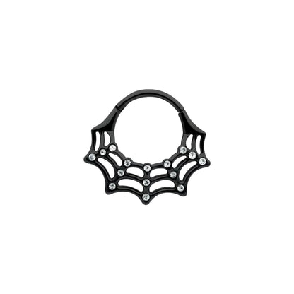 Surgical Steel Hinged Segment Ring 16G 10mm with Clear CZ Spider Web - photo 8