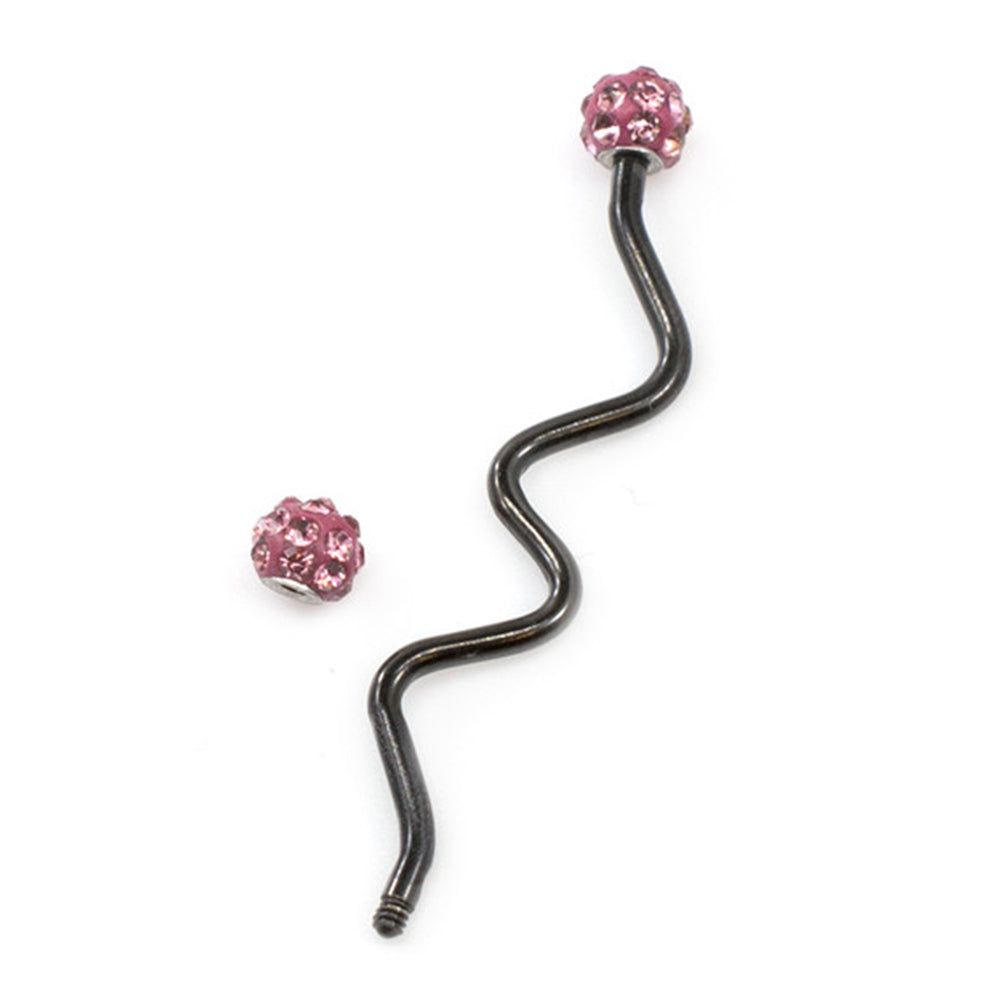 PVD Black Surgical Steel 14 Gauge Industrial Barbell with Spiral - photo 2