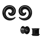 Surgical Steel 12 to 0 Gauge Spiral Taper Ear Tunnels - 2 Pairs