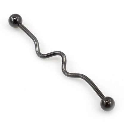 Surgical Steel 14 Gauge Industrial Barbell with Spiral PVD - photo 5