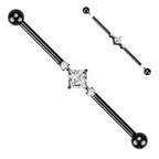 Titanium 14 Gauge Square CZ Industrial Barbell