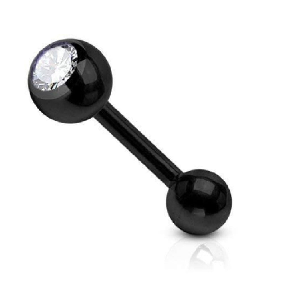 Surgical Steel 14 Gauge PVD Straight Barbell with Crystal CZ Ball - photo 5