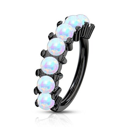 Surgical Steel 16 to 20 Gauge Lined Opal Bendable Hoop Ring - photo 6