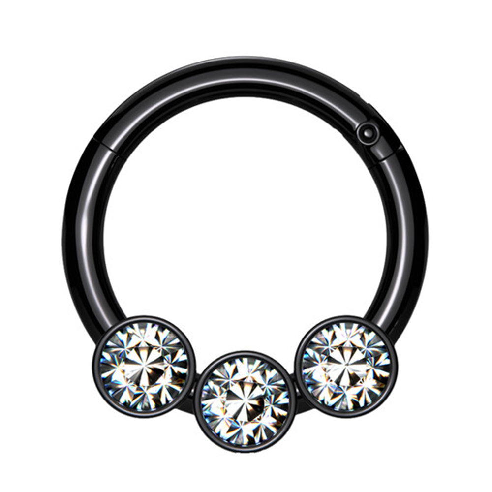 Surgical Steel 16 Gauge Triple CZ Hinged Segment Ring - photo 4