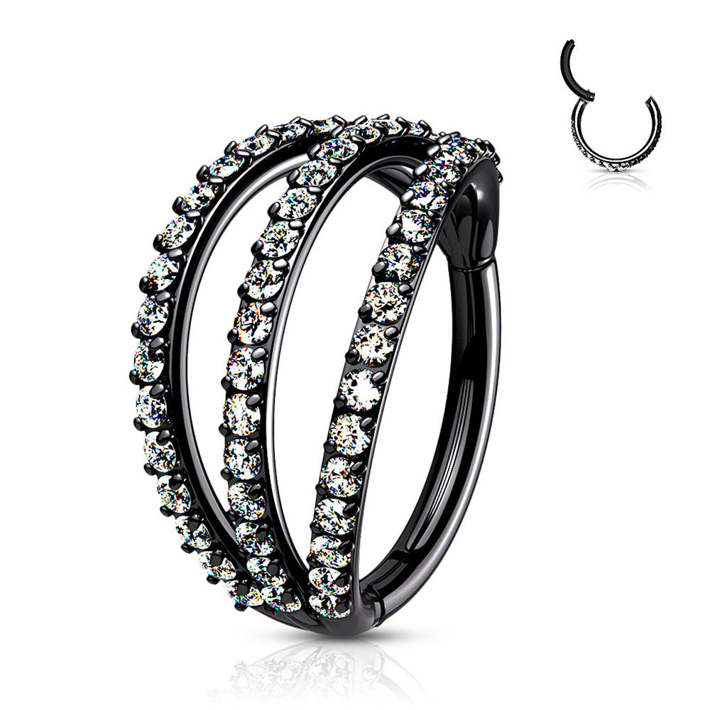 Surgical Steel 16 Gauge Hinged Segment Ring with Triple Layer CZ - photo 3
