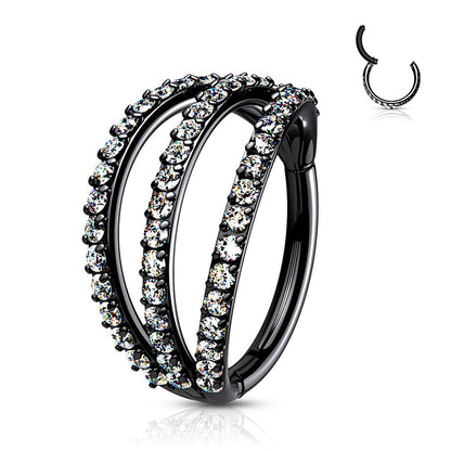 Surgical Steel 16 Gauge Hinged Segment Ring with Triple Layer CZ - photo 3
