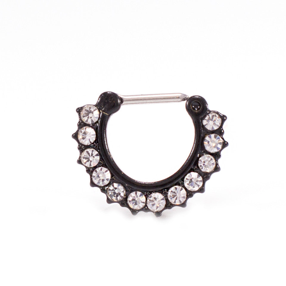Surgical Steel 16 Gauge Hinged Clicker Segment Ring with Paved CZ - photo 5