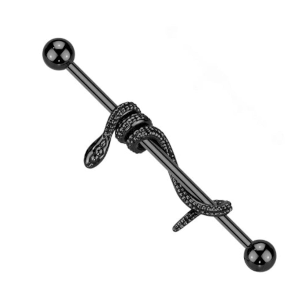 Surgical Steel Industrial Barbell 14 Gauge 38mm with Wrapped Snake - photo 7
