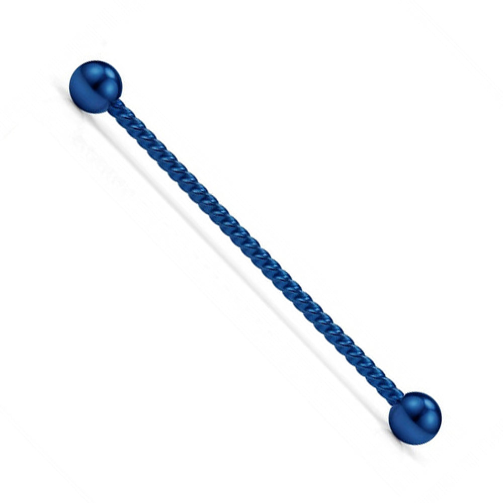 Surgical Steel 14 Gauge Industrial Barbell with Braided PVD - photo 3