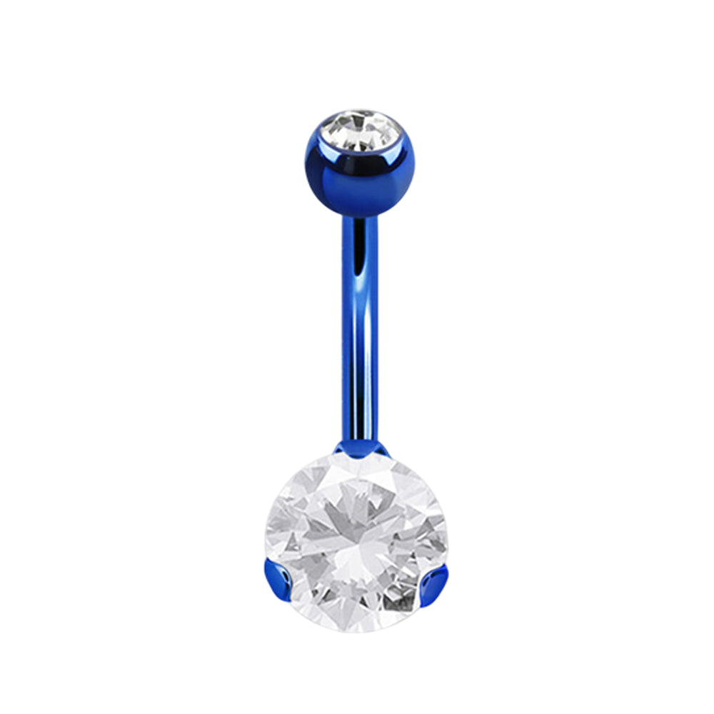 Surgical Steel Belly Button Ring 14G 14mm with CZ & PVD Colors - photo 6
