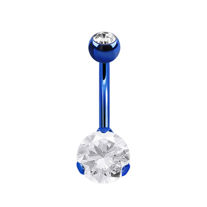 Surgical Steel Belly Button Ring 14G 14mm with CZ & PVD Colors - photo 6