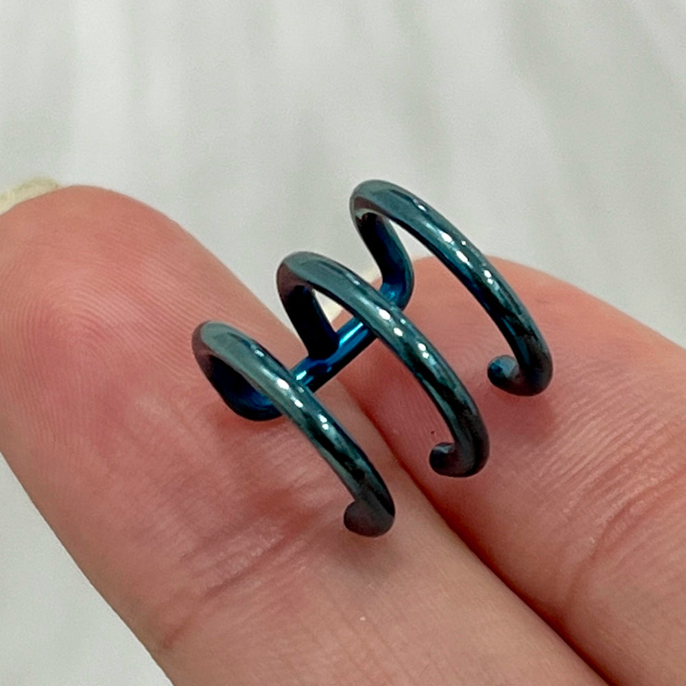 Surgical Steel Triple Hoop Clip On Fake Tragus Earring - Pair