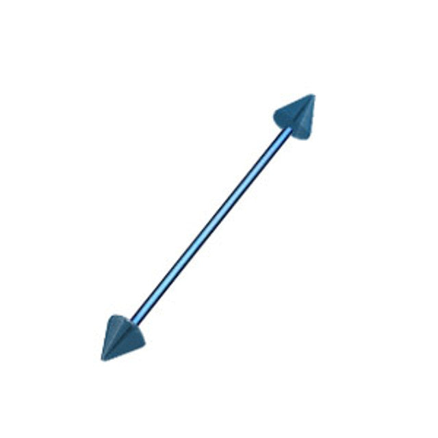 PVD Blue Surgical Steel 14 & 16 Gauge Industrial Barbell Spike 38mm
