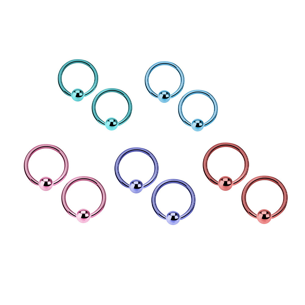 Surgical Steel 14 Gauge PVD Captive Bead Ring 1/2 Inch - Pair