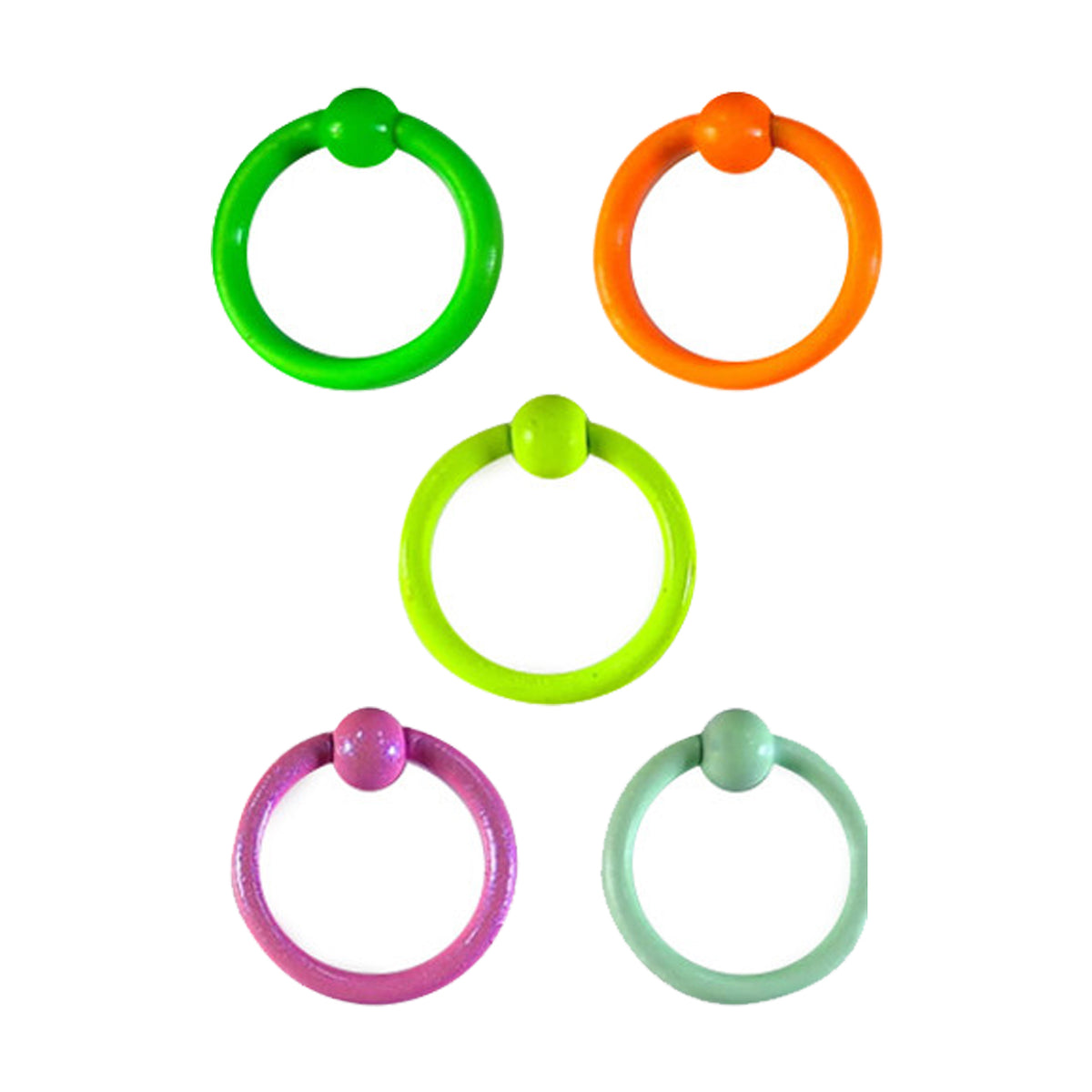 Surgical Steel Captive Bead Rings UV Colors 14 Gauge 10mm - 5 Pack