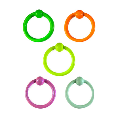 Surgical Steel Captive Bead Rings UV Colors 14 Gauge 10mm - 5 Pack