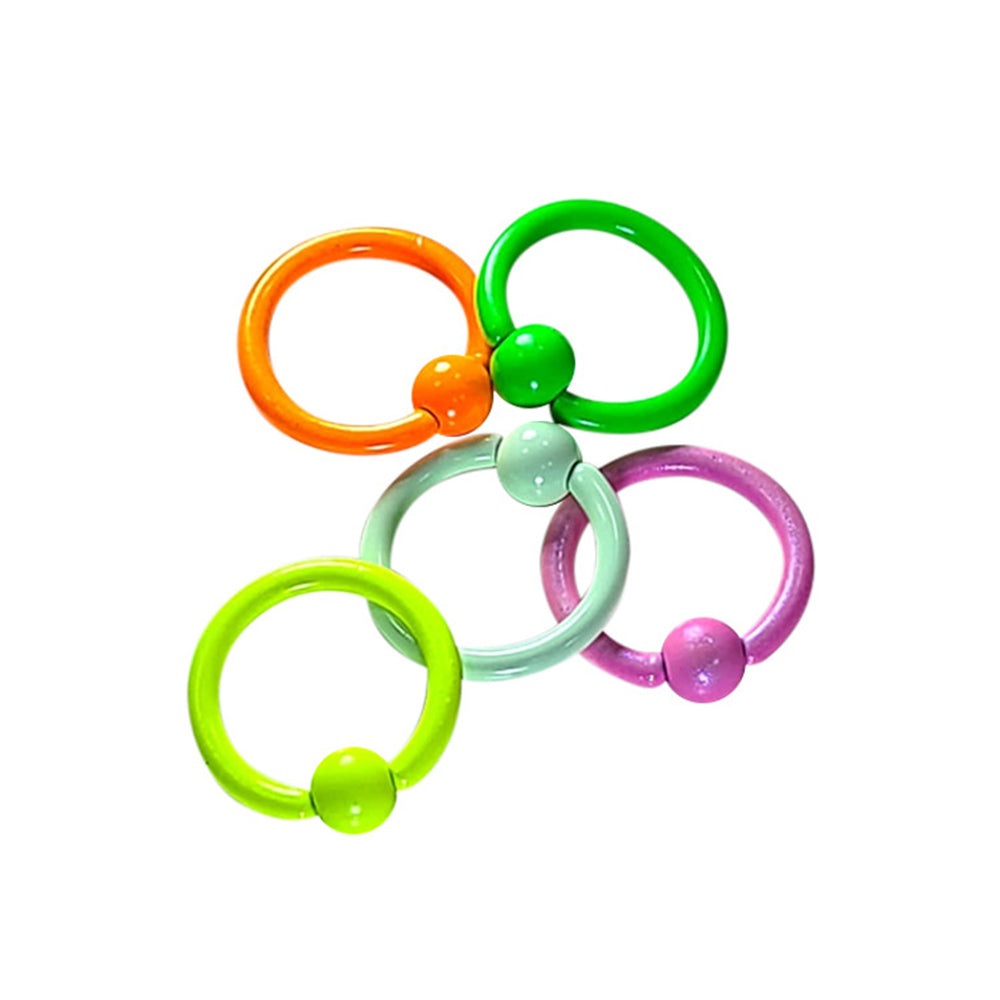 Surgical Steel Captive Bead Rings UV Colors 14 Gauge 8mm - 5 Pack