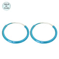 .925 Sterling Silver 20 Gauge PVD Cyan Hoop Earrings 12mm - Pair