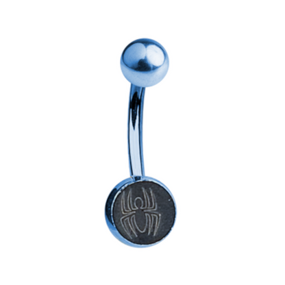 Titanium 14 Gauge Belly Ring with Etched Engraved Spider - photo 5