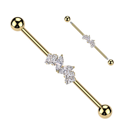 Surgical Steel CZ Heart Industrial Barbell 14G 38mm - 2 Colors - photo 4