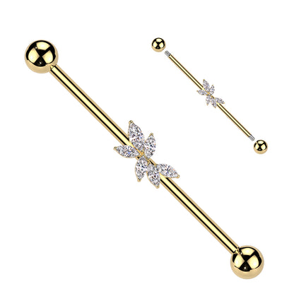 Surgical Steel Marquise CZ Vine Industrial Barbell 14G - 2 Colors - photo 5