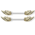 Surgical Steel 14 Gauge Angel Wings Nipple Barbell - Pair