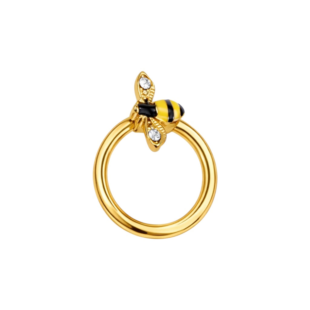 Surgical Steel 16 Gauge Captive Bead Ring with Bumble Bee - photo 3