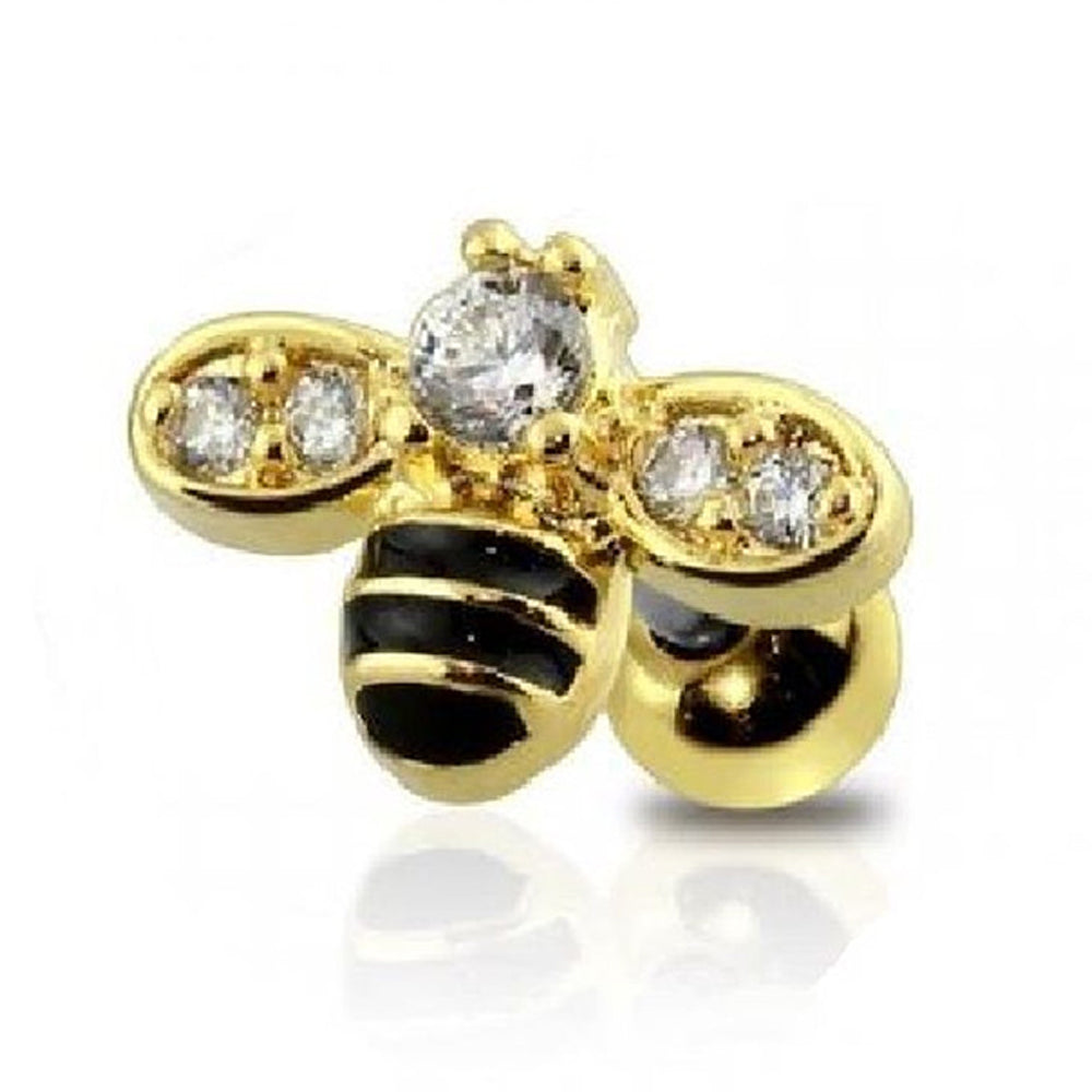 Surgical Steel 16 Gauge Cartilage Barbell with Bumblebee Top - photo 5