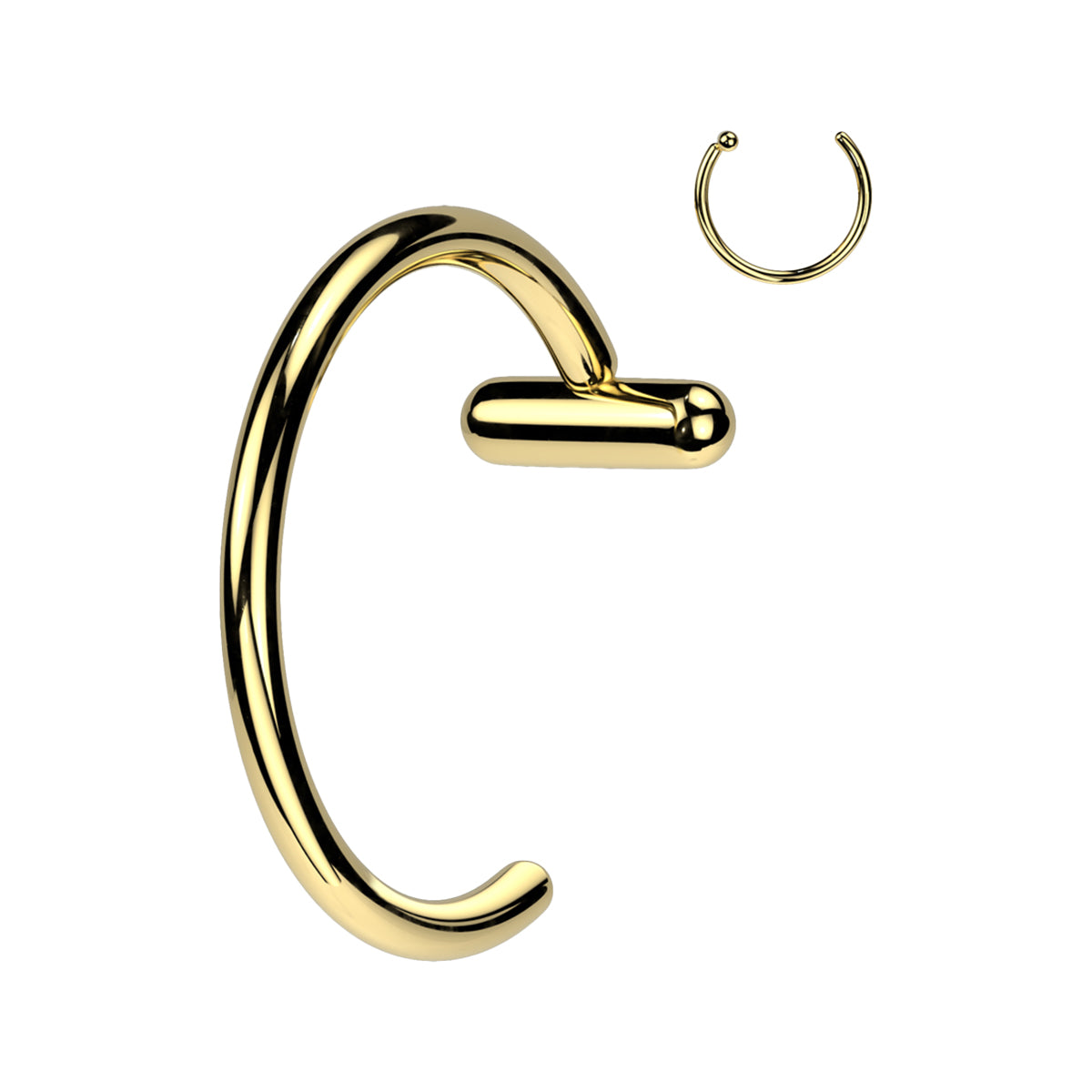 Titanium C-Shaped Open Nose Ring 18G & 20G 8mm - photo 5