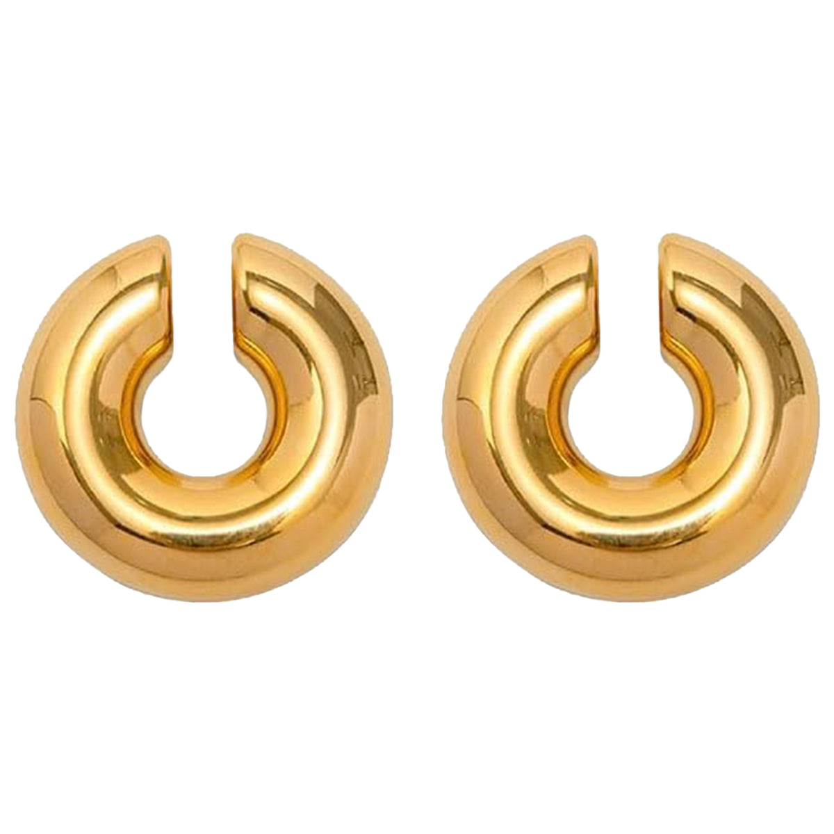 Surgical Steel Chunky Hollow Ear Cuff Gold & Silver 9.8mm - Pair