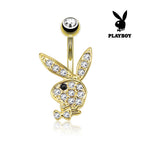 Surgical Steel 14 Gauge Belly Ring with Playboy Bunny & CZ - photo 3