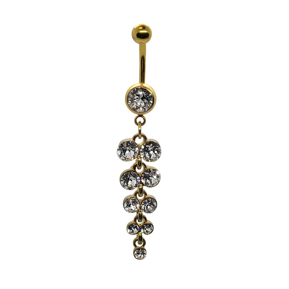 Surgical Steel 14 Gauge Belly Ring with Dangling CZ - photo 4